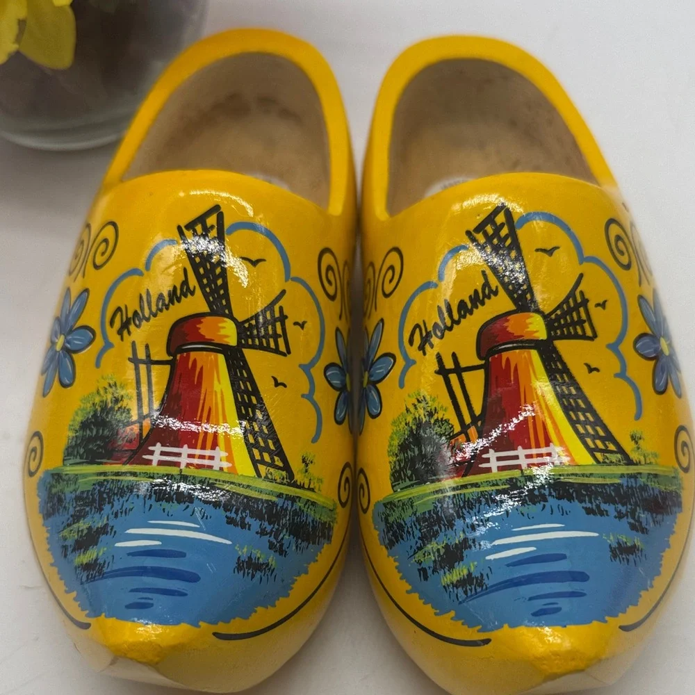 Yellow Holland Wooden Shoes Kids Clogs